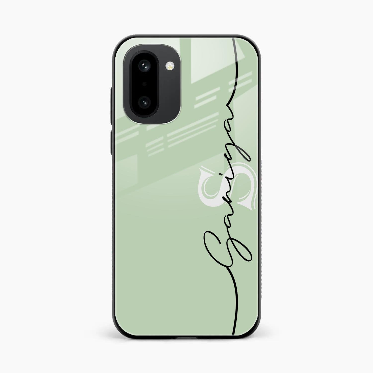 Personalized Initials Mint Green Glossy Metal Case Cover For OnePlus 15R 5G