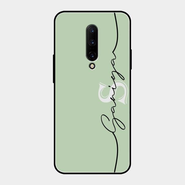 Personalized Initials Mint Green Glossy Metal Case Cover For Oneplus 7 Pro