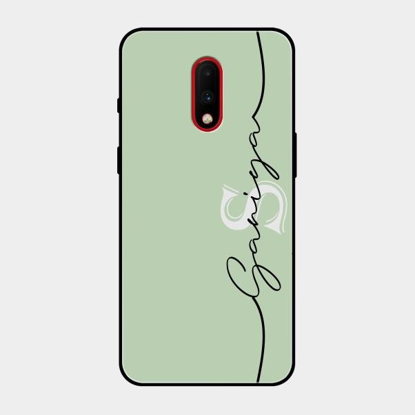 Personalized Initials Mint Green Glossy Metal Case Cover For Oneplus 7