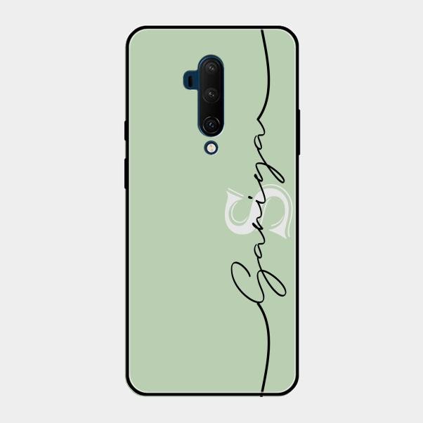 Personalized Initials Mint Green Glossy Metal Case Cover For Oneplus 7T Pro