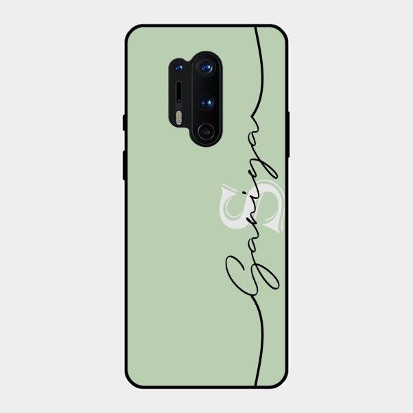 Personalized Initials Mint Green Glossy Metal Case Cover For Oneplus 8 Pro