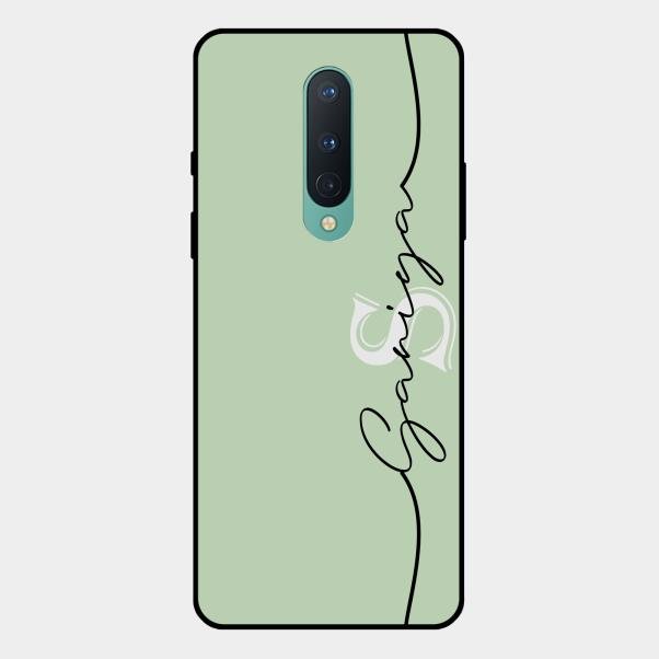 Personalized Initials Mint Green Glossy Metal Case Cover For Oneplus 8