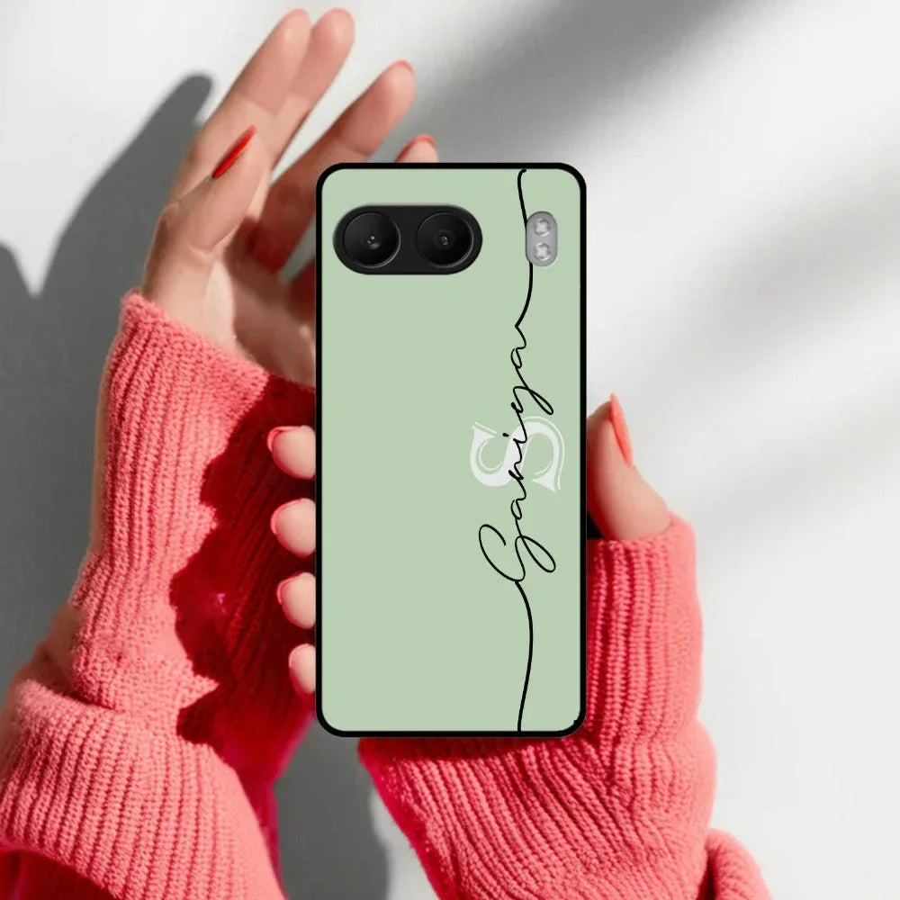 Personalized Initials Mint Green Glossy Metal Case Cover For OnePlus - ShopOnCliQ