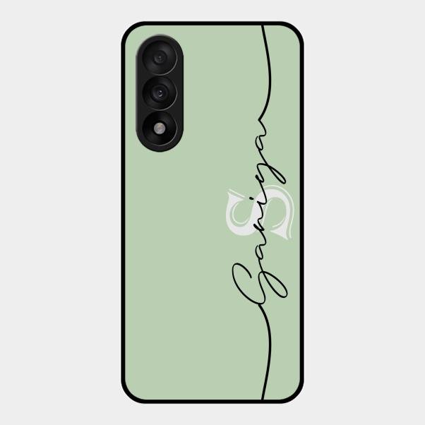Personalized Initials Mint Green Glossy Metal Case Cover For Oneplus Nord 5 5G