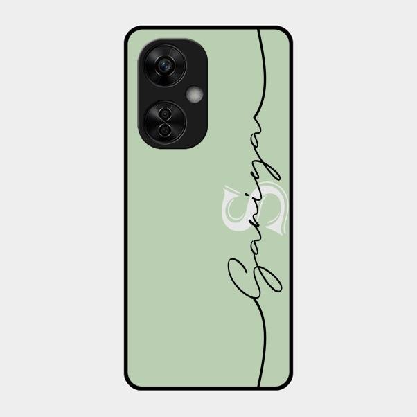 Personalized Initials Mint Green Glossy Metal Case Cover For Oneplus Nord Ce 3 Lite 5G
