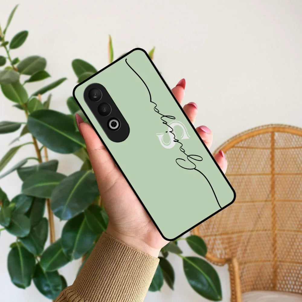 Personalized Initials Mint Green Glossy Metal Case Cover For OnePlus - ShopOnCliQ