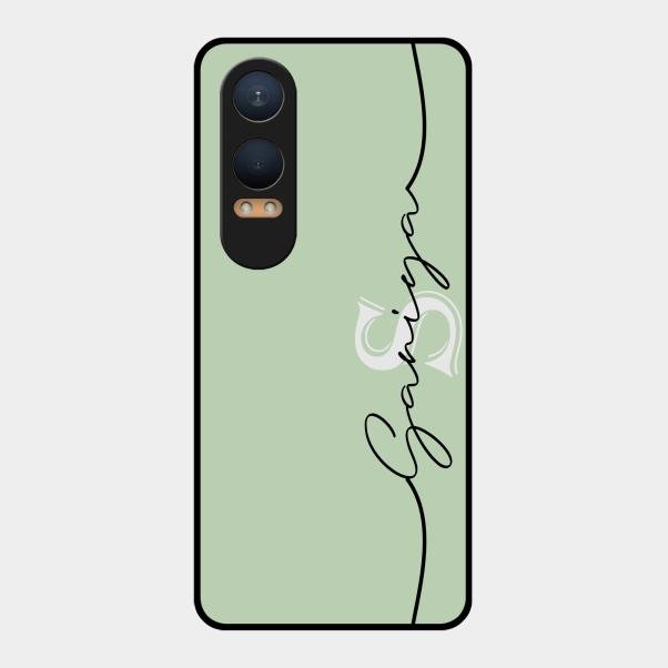Personalized Initials Mint Green Glossy Metal Case Cover For Oneplus Nord Ce 4 Lite 5G