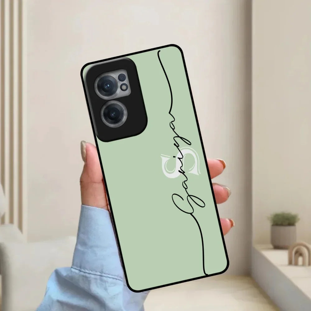 Personalized Initials Mint Green Glossy Metal Case Cover For OnePlus - ShopOnCliQ