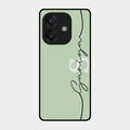Personalized Initials Mint Green Glossy Metal Case Cover For Oppo A3X 5G