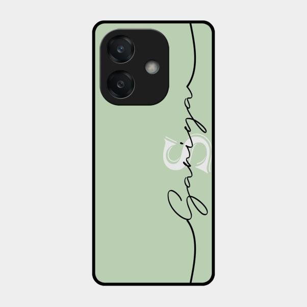 Personalized Initials Mint Green Glossy Metal Case Cover For Oppo A3X 5G