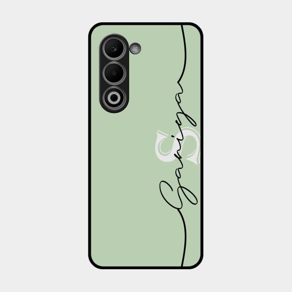 Personalized Initials Mint Green Glossy Metal Case Cover For Oppo A5 5G