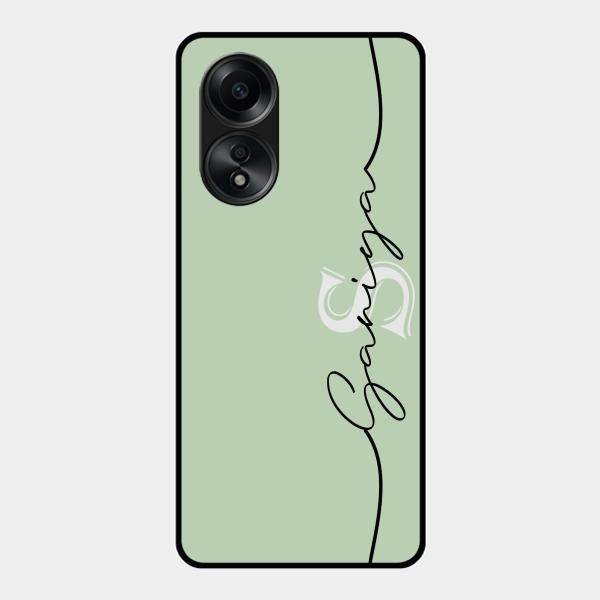 Personalized Initials Mint Green Glossy Metal Case Cover For Oppo A58