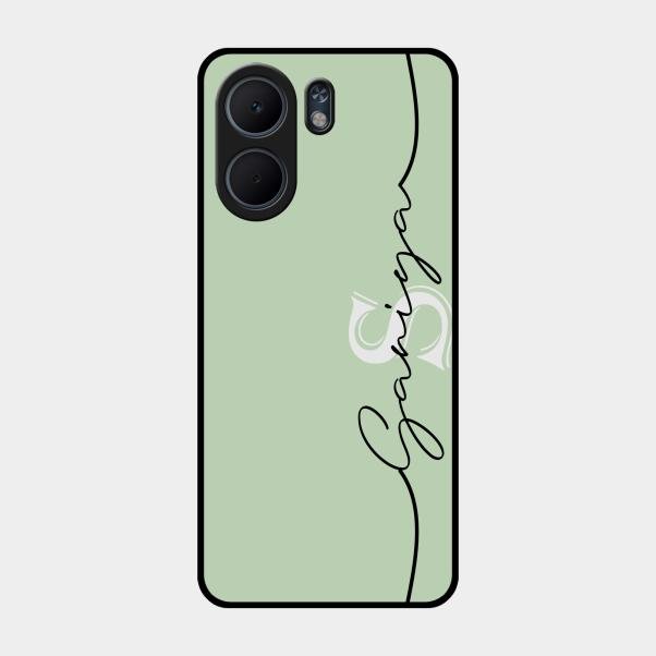 Personalized Initials Mint Green Glossy Metal Case Cover For Oppo A5X 5G