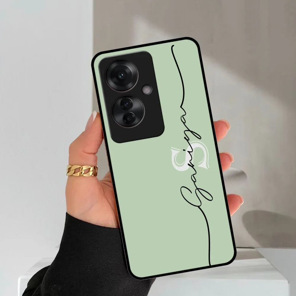 Personalized Initials Mint Green Glossy Metal Case Cover For Oppo - ShopOnCliQ