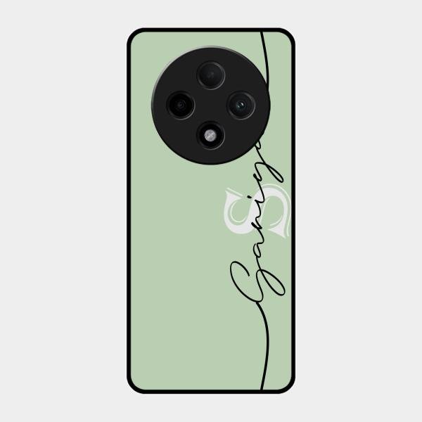 Personalized Initials Mint Green Glossy Metal Case Cover For Oppo F27 Pro Plus 5G