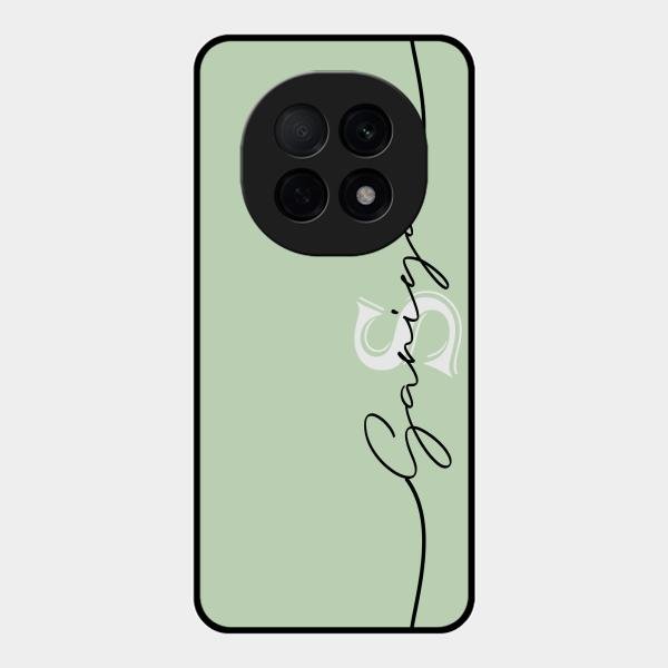 Personalized Initials Mint Green Glossy Metal Case Cover For Oppo F29 Pro 5G