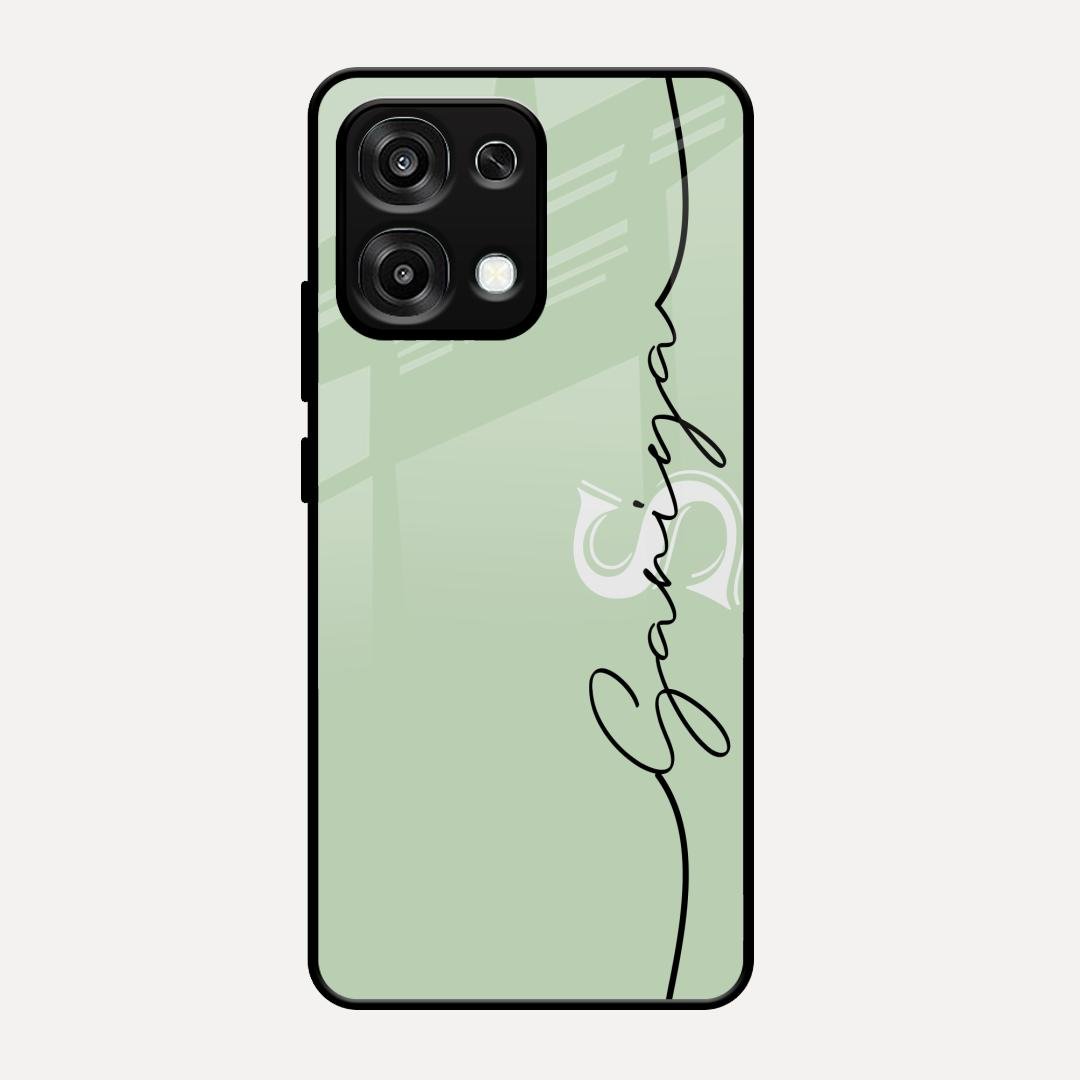 Personalized Initials Mint Green Glossy Metal Case Cover For Oppo F31 5G