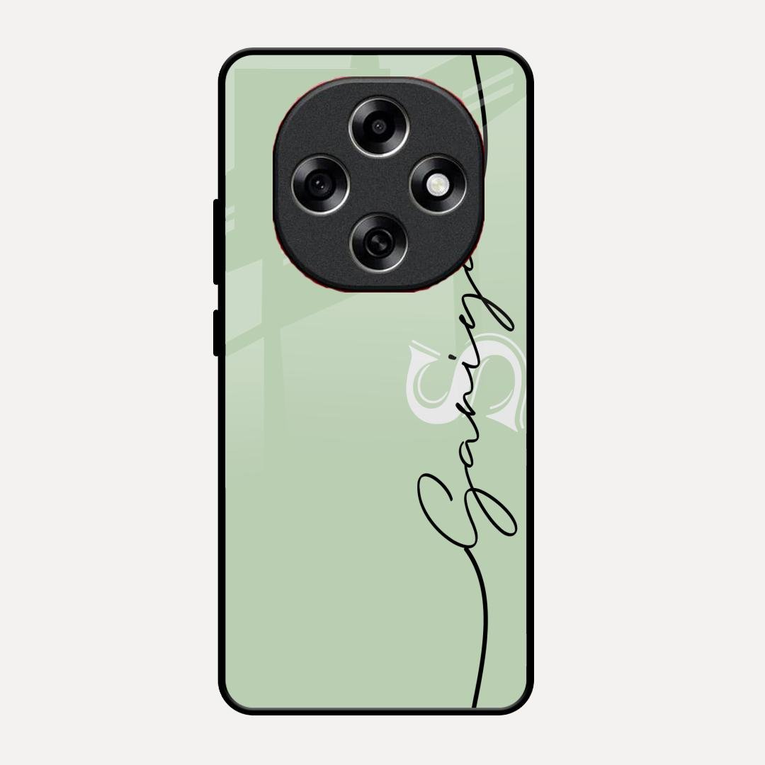 Personalized Initials Mint Green Glossy Metal Case Cover For Oppo F31 Pro 5G