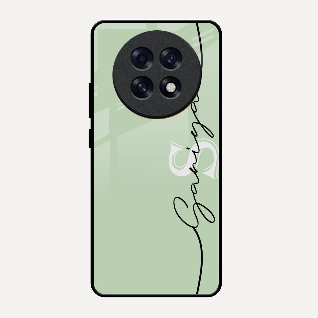 Personalized Initials Mint Green Glossy Metal Case Cover For Oppo F31 Pro Plus 5G