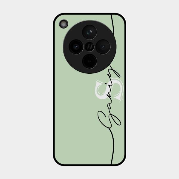 Personalized Initials Mint Green Glossy Metal Case Cover For Oppo Find X8 5G