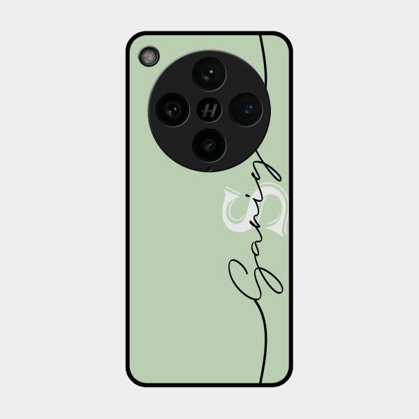 Personalized Initials Mint Green Glossy Metal Case Cover For Oppo Find X8 Pro 5G