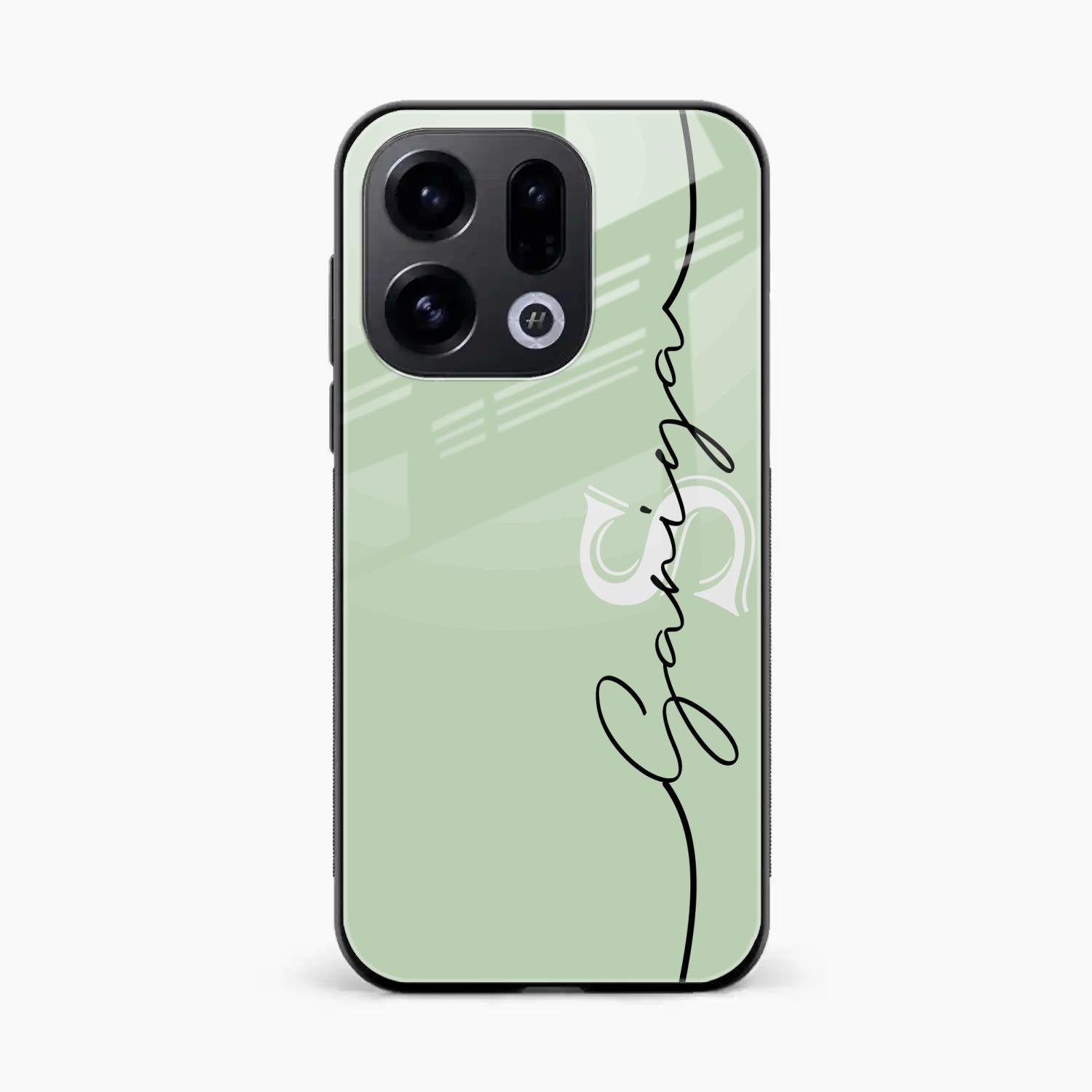 Personalized Initials Mint Green Glossy Metal Case Cover For Oppo Find X9 5G