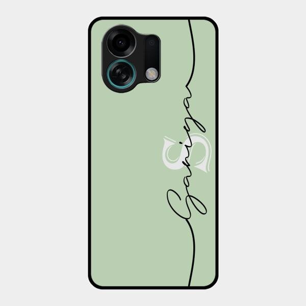 Personalized Initials Mint Green Glossy Metal Case Cover For Oppo K13 Turbo 5G