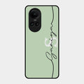 Personalized Initials Mint Green Glossy Metal Case Cover For Oppo Reno 10 5G