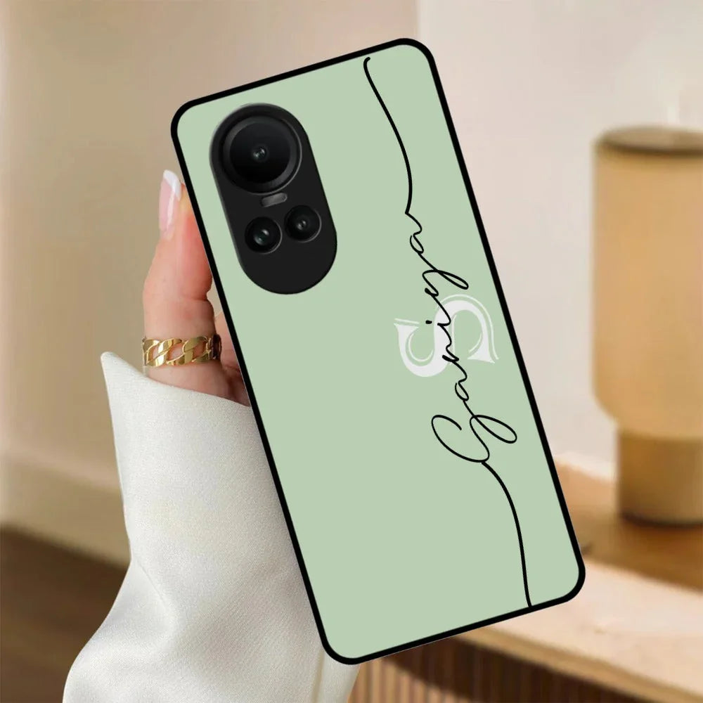 Personalized Initials Mint Green Glossy Metal Case Cover For Oppo - ShopOnCliQ