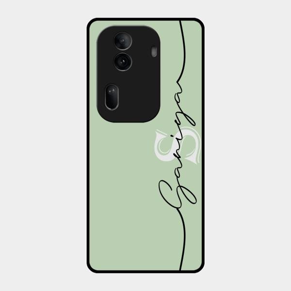 Personalized Initials Mint Green Glossy Metal Case Cover For Oppo Reno 11 Pro 5G