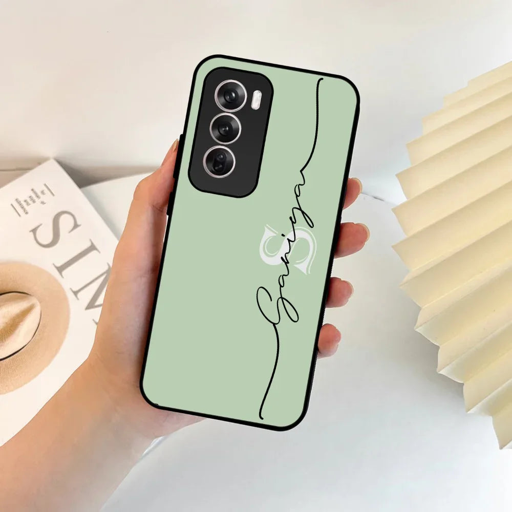 Personalized Initials Mint Green Glossy Metal Case Cover For Oppo - ShopOnCliQ