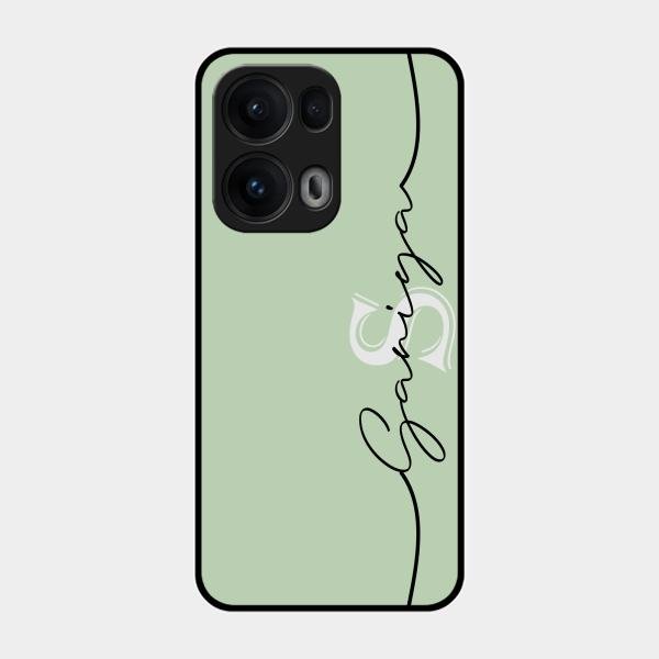 Personalized Initials Mint Green Glossy Metal Case Cover For Oppo Reno 13 Pro 5G