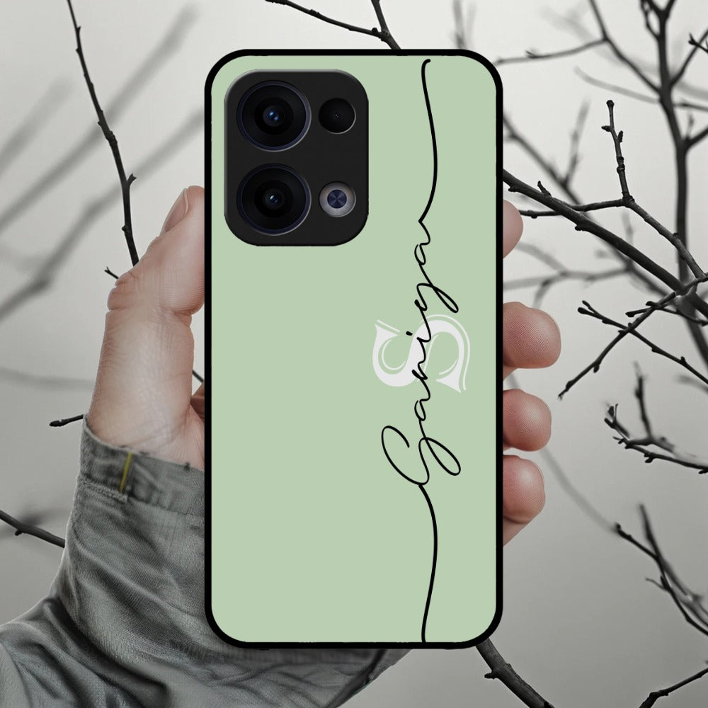 Personalized Initials Mint Green Glossy Metal Case Cover For Oppo
