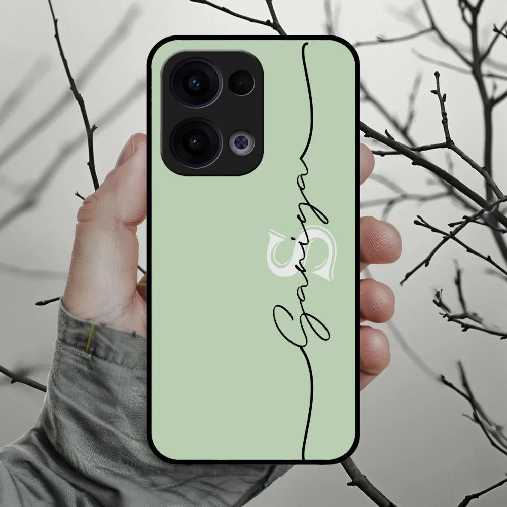Personalized Initials Mint Green Glossy Metal Case Cover For Oppo - ShopOnCliQ