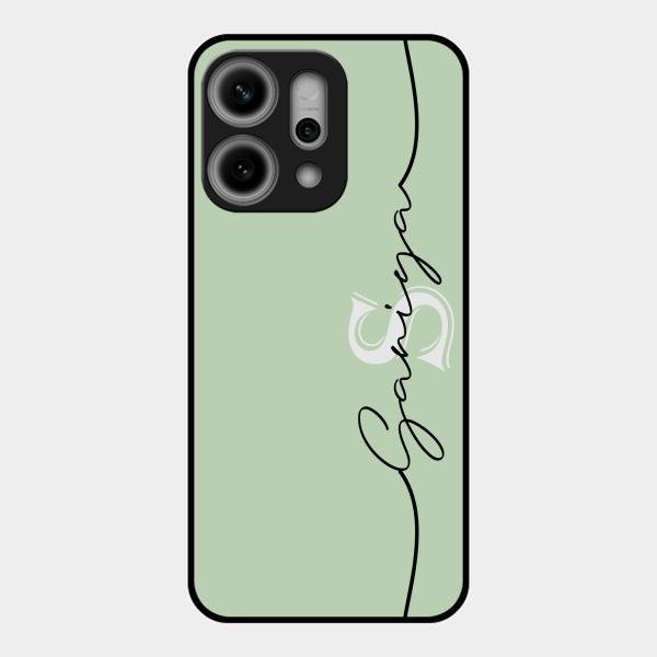 Personalized Initials Mint Green Glossy Metal Case Cover For Oppo Reno 14 Pro 5G