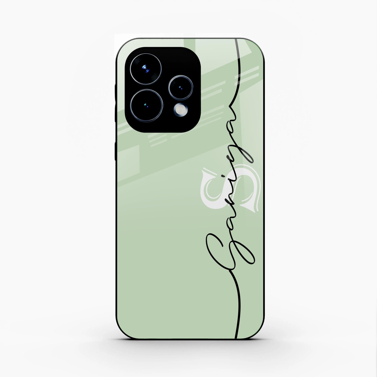 Personalized Initials Mint Green Glossy Metal Case Cover For Oppo Reno 15 5G