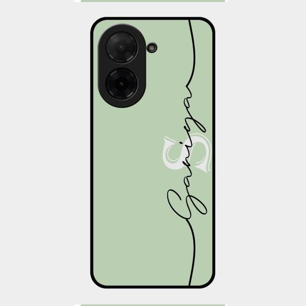 Personalized Initials Mint Green Glossy Metal Case Cover For Poco C71