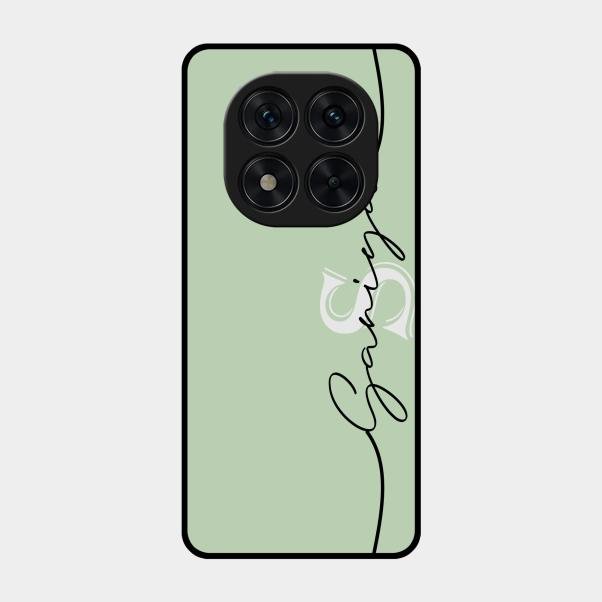 Personalized Initials Mint Green Glossy Metal Case Cover For Poco X7 5G