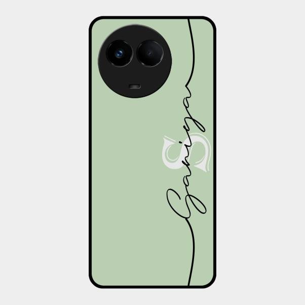 Personalized Initials Mint Green Glossy Metal Case Cover For Realme 11 5G