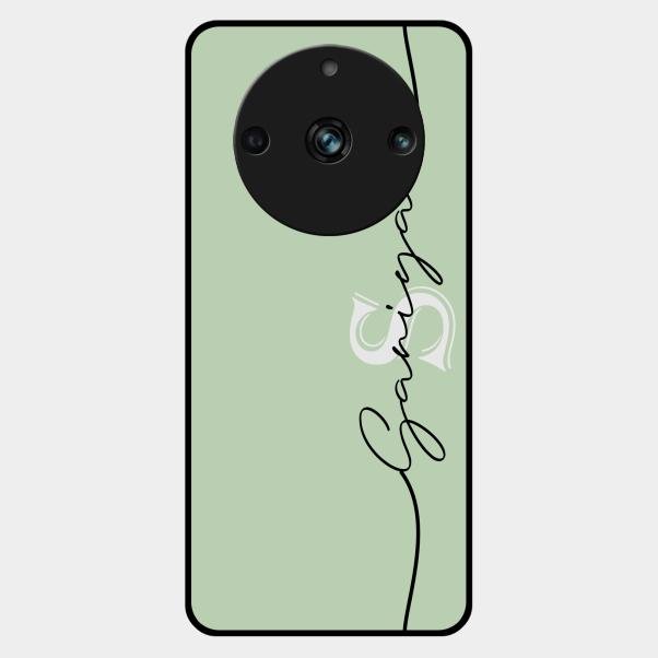 Personalized Initials Mint Green Glossy Metal Case Cover For Realme 11 Pro Plus 5G