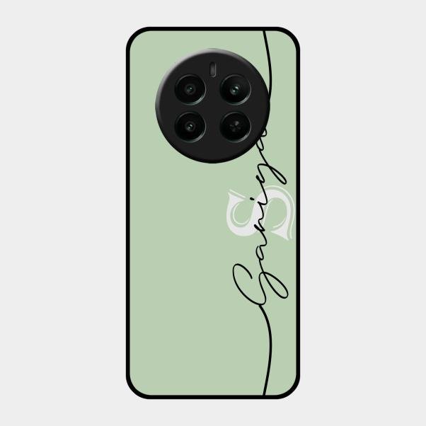 Personalized Initials Mint Green Glossy Metal Case Cover For Realme 12 Plus 5G