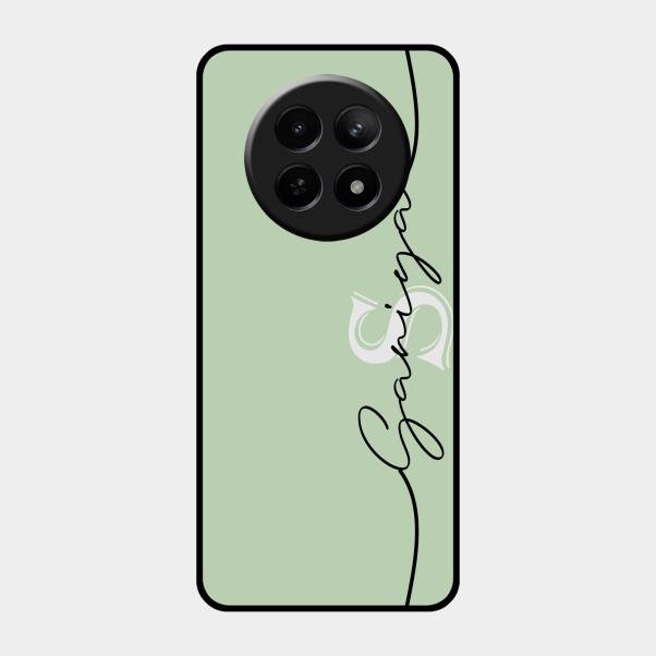 Personalized Initials Mint Green Glossy Metal Case Cover For Realme 12X 5G