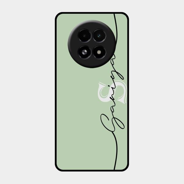 Personalized Initials Mint Green Glossy Metal Case Cover For Realme 13 5G