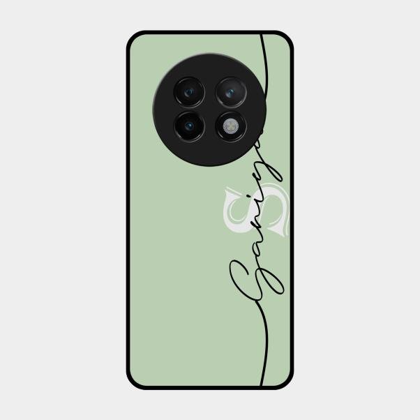 Personalized Initials Mint Green Glossy Metal Case Cover For Realme 13 Plus 5G