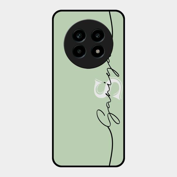 Personalized Initials Mint Green Glossy Metal Case Cover For Realme 14 Pro Lite 5G