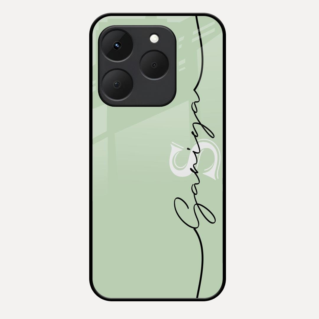 Personalized Initials Mint Green Glossy Metal Case Cover For Realme 15T 5G