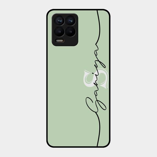 Personalized Initials Mint Green Glossy Metal Case Cover For Realme 8 Pro