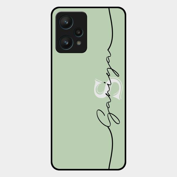 Personalized Initials Mint Green Glossy Metal Case Cover For Realme 9 Pro 5G
