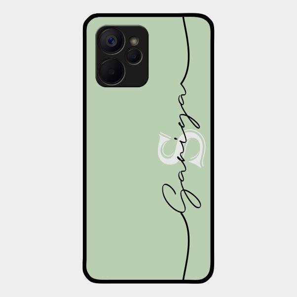Personalized Initials Mint Green Glossy Metal Case Cover For Realme 9I 5G