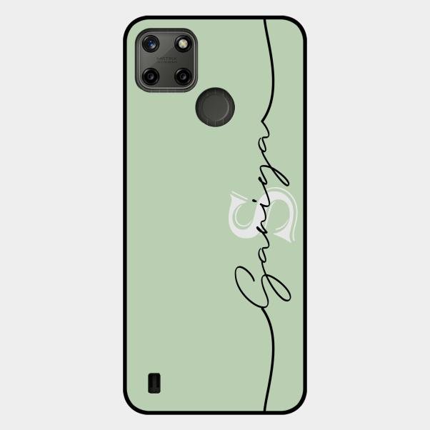 Personalized Initials Mint Green Glossy Metal Case Cover For Realme C21Y